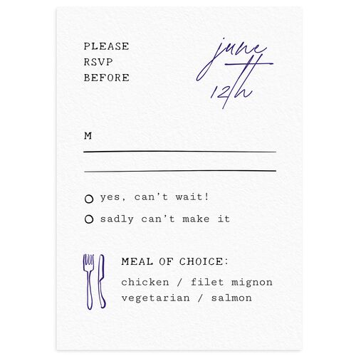 DIY Crafty Photo Wedding Response Cards Royal Blue Signature Standard