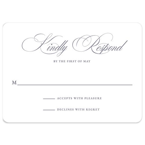 Monogram Branches Botanical Wedding Response Cards Regency Blue Signature Rounded