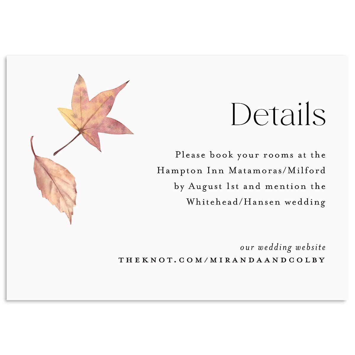Falling Leaves Wedding Enclosure Cards