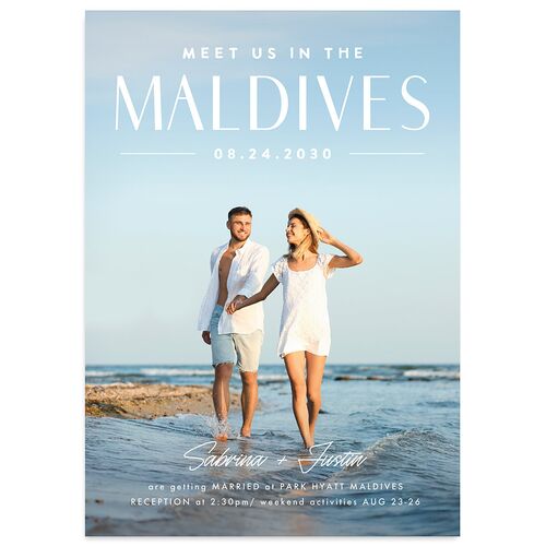 Destination Photo Poster Wedding Invitations Dusty Blue Signature Blank No Standard