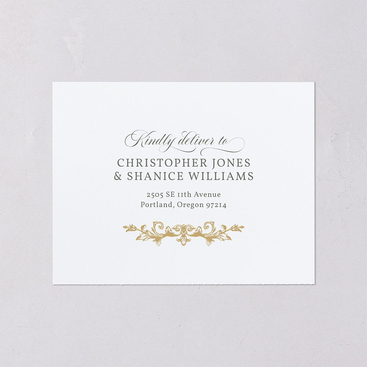 Vintage Regency Monogram Frame All-in-One Wedding Invitations Pure White Signature Light Both Recipient and Return Addresses No