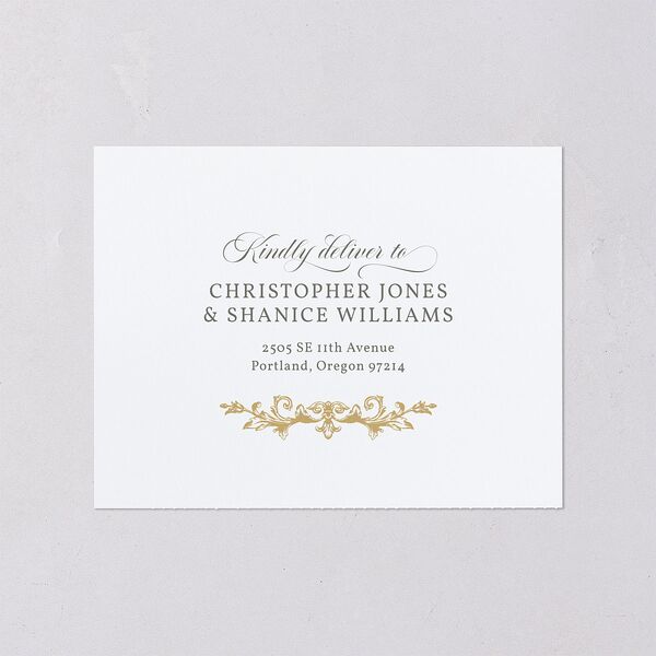 Vintage Regency Monogram Frame All-in-One Wedding Invitations Pure White Signature Light Both Recipient and Return Addresses No