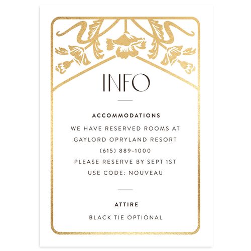 Gilded Nouveau Wedding Enclosure Cards Gold Pure White Signature Standard