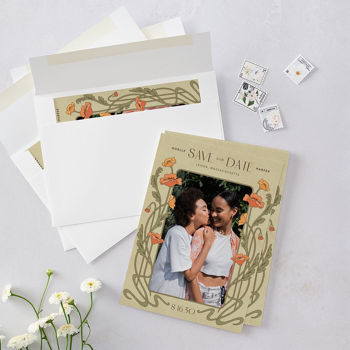 Vintage Nouveau Save The Date Cards — view 5