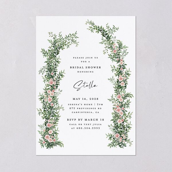 Floral Arc Bridal Shower Invitations Shell Pink Signature Blank Standard