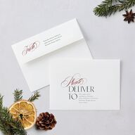 Just Married Christmas Holiday Cards Gold Jewel Red Signature Blank Standard Landscape