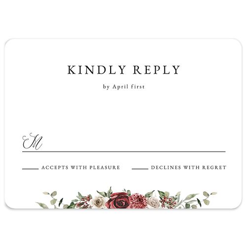 Floral Monogram Wedding Response Cards Burgundy Signature Rounded