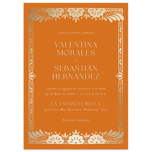Hacienda Elegante Wedding Invitations Gold Cinnamon Signature Blank No Standard