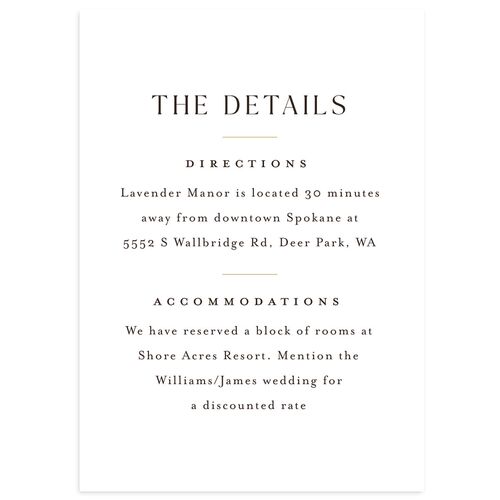 Mountain Wildflowers Wedding Event Detail Cards Mocha Signature Standard