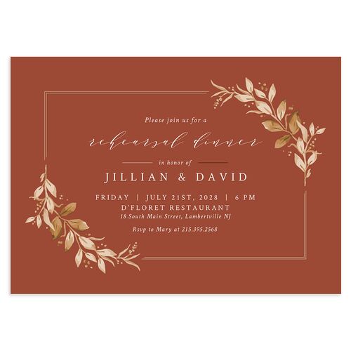 Classic Greenery Rehearsal Dinner Invitations Chestnut Signature Blank Standard