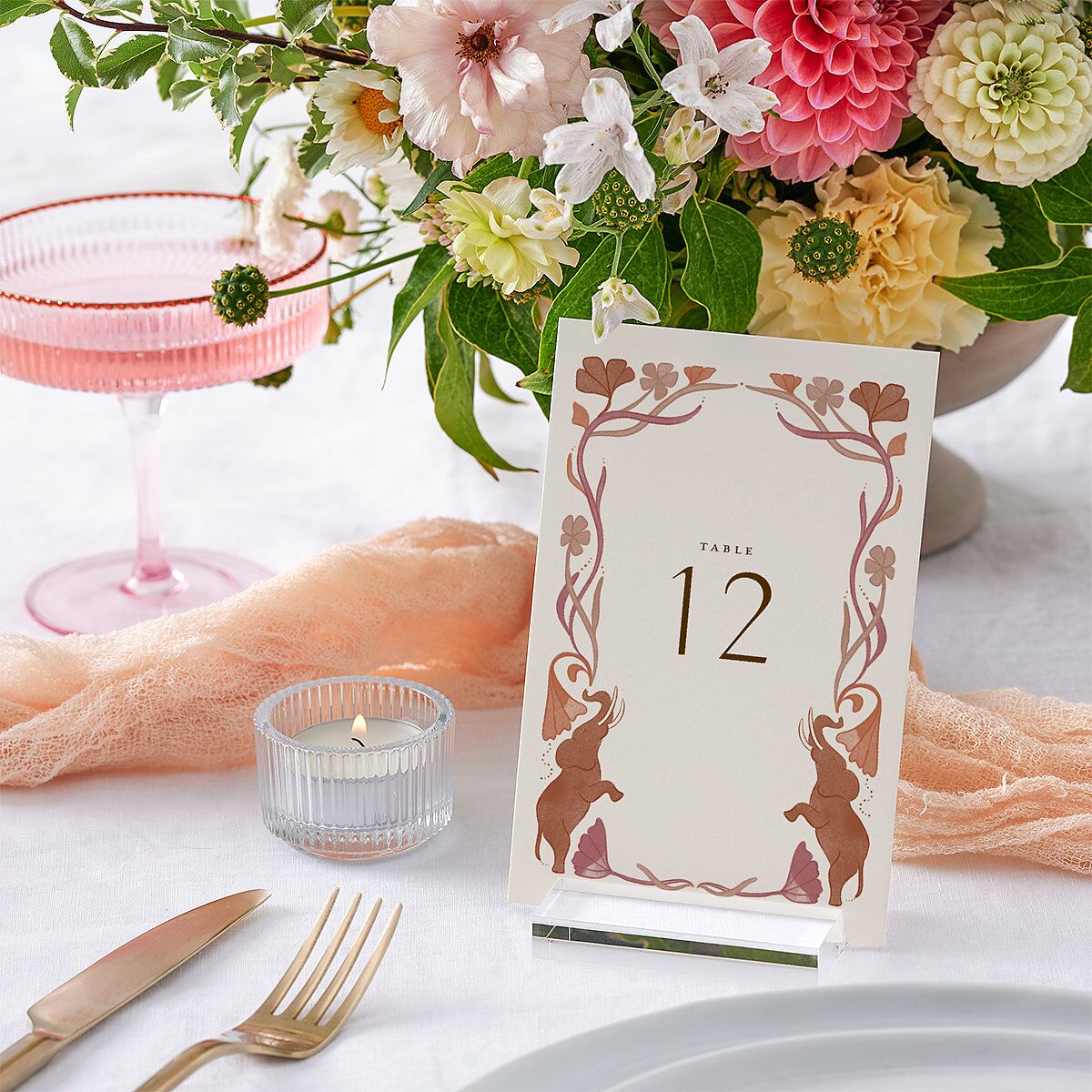 Indian Majestic Legacy Elephants Table Numbers Saddle Signature