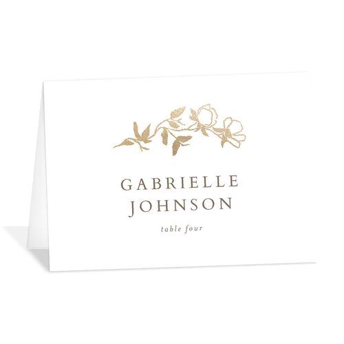 Delicate Vines Foil Place Cards Gold Sepia Signature