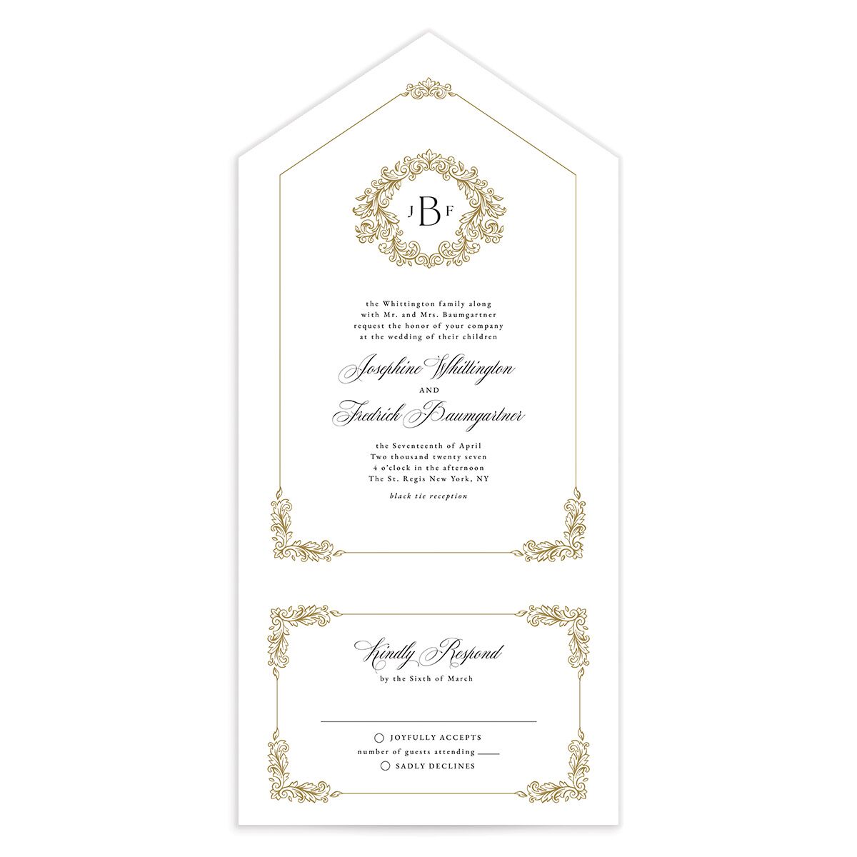 Black Tie Crest All-in-One Wedding Invitations