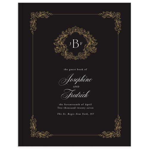 Black Tie Crest Guest Books Midnight