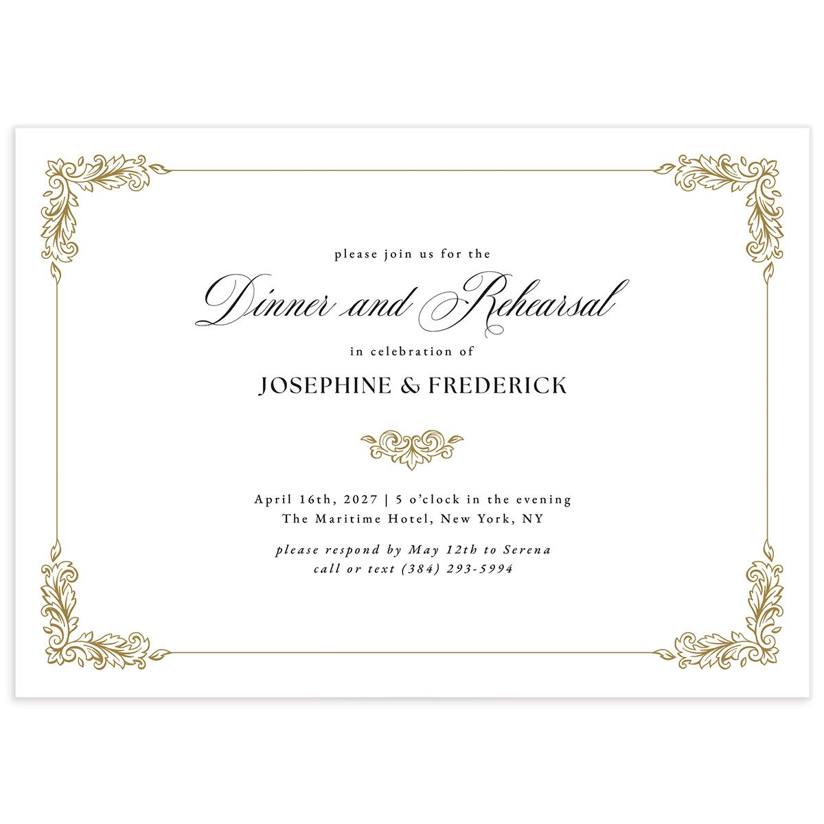 Black Tie Crest Rehearsal Dinner Invitations