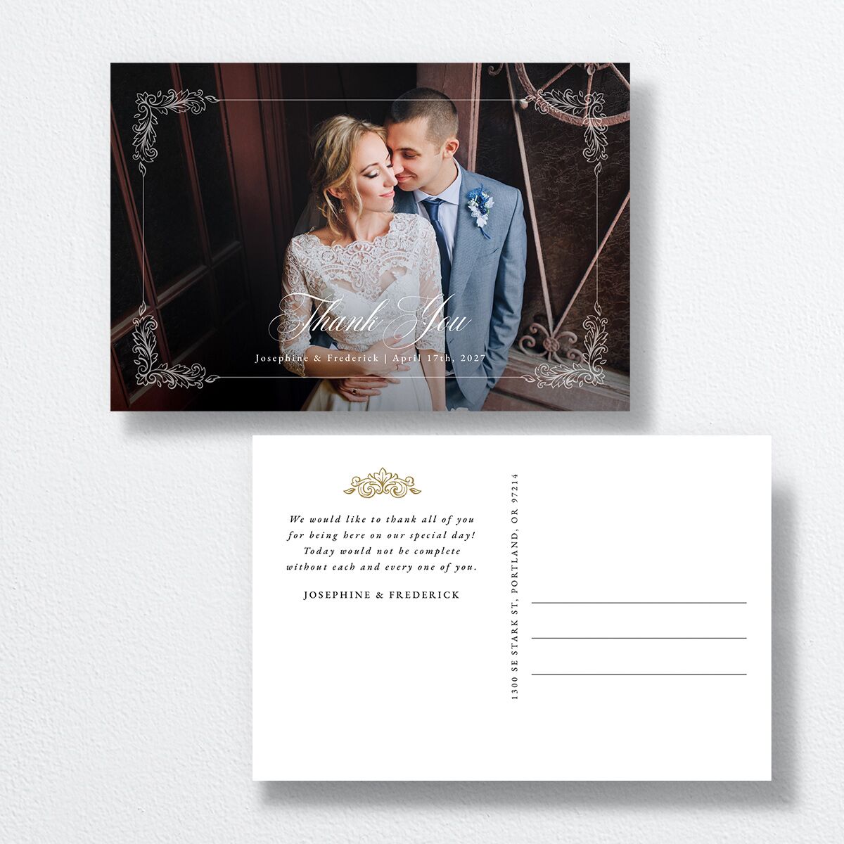 Black Tie Crest Thank You Cards — view 1