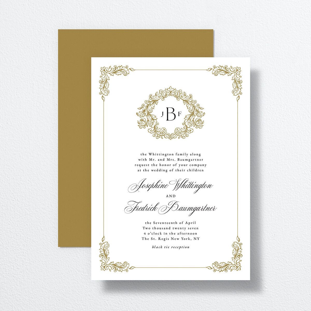Black Tie Crest Wedding Invitations Pure White Signature No