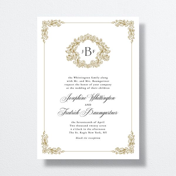 Black Tie Crest Wedding Invitations Pure White Signature No