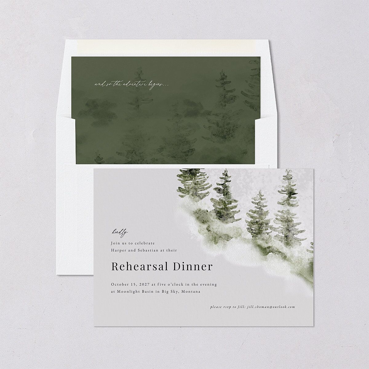Snowy Mountainside Rehearsal Dinner Invitations Thyme Signature Blank Standard
