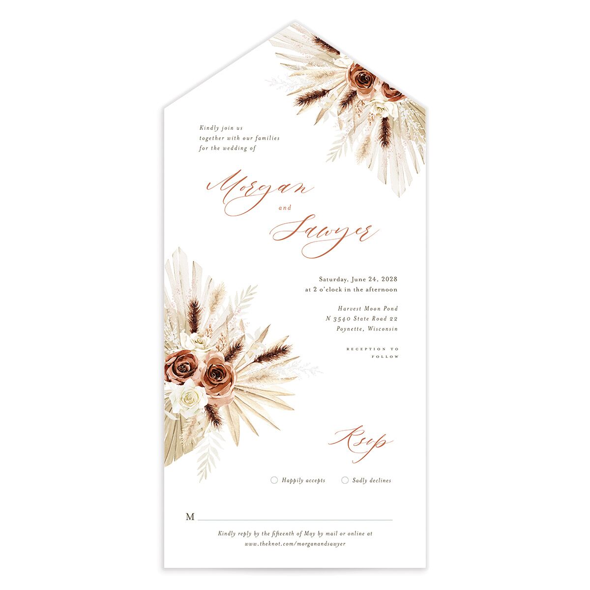Western Floral All-in-One Wedding Invitations