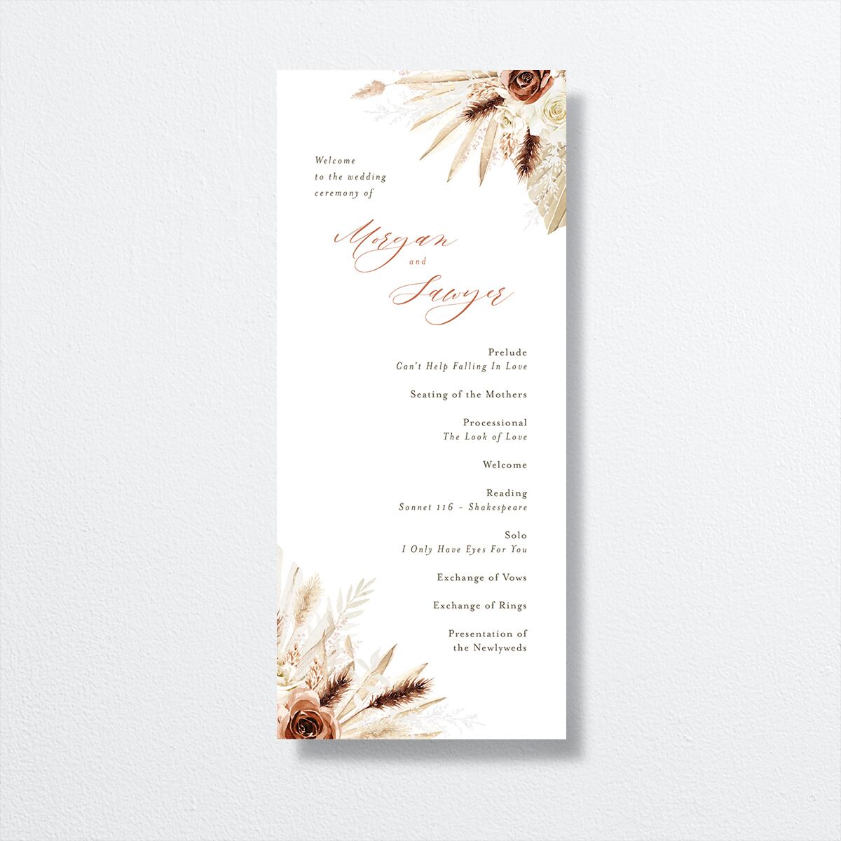 Western Floral Wedding Programs Terracotta Signature