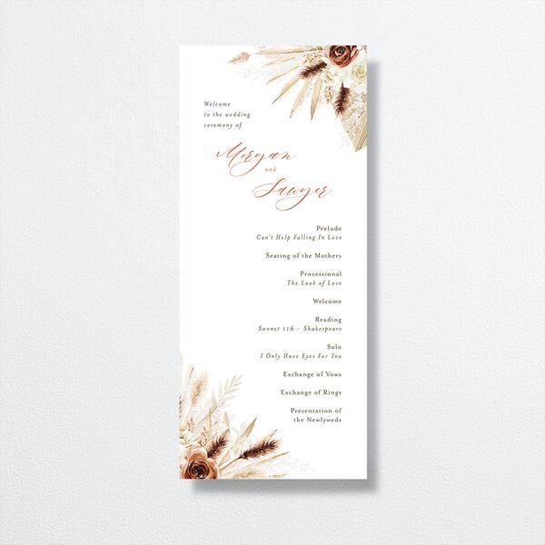 Western Floral Wedding Programs Terracotta Signature