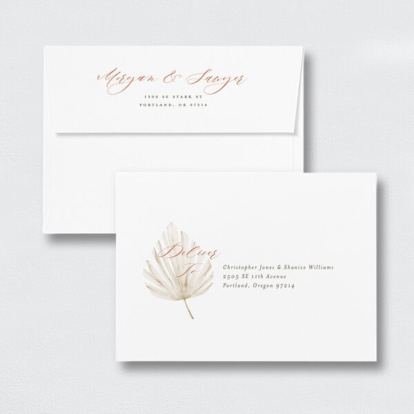 Western Floral Rehearsal Dinner Invitation Envelopes White Standard Terracotta Both Recipient and Return Addresses Signature