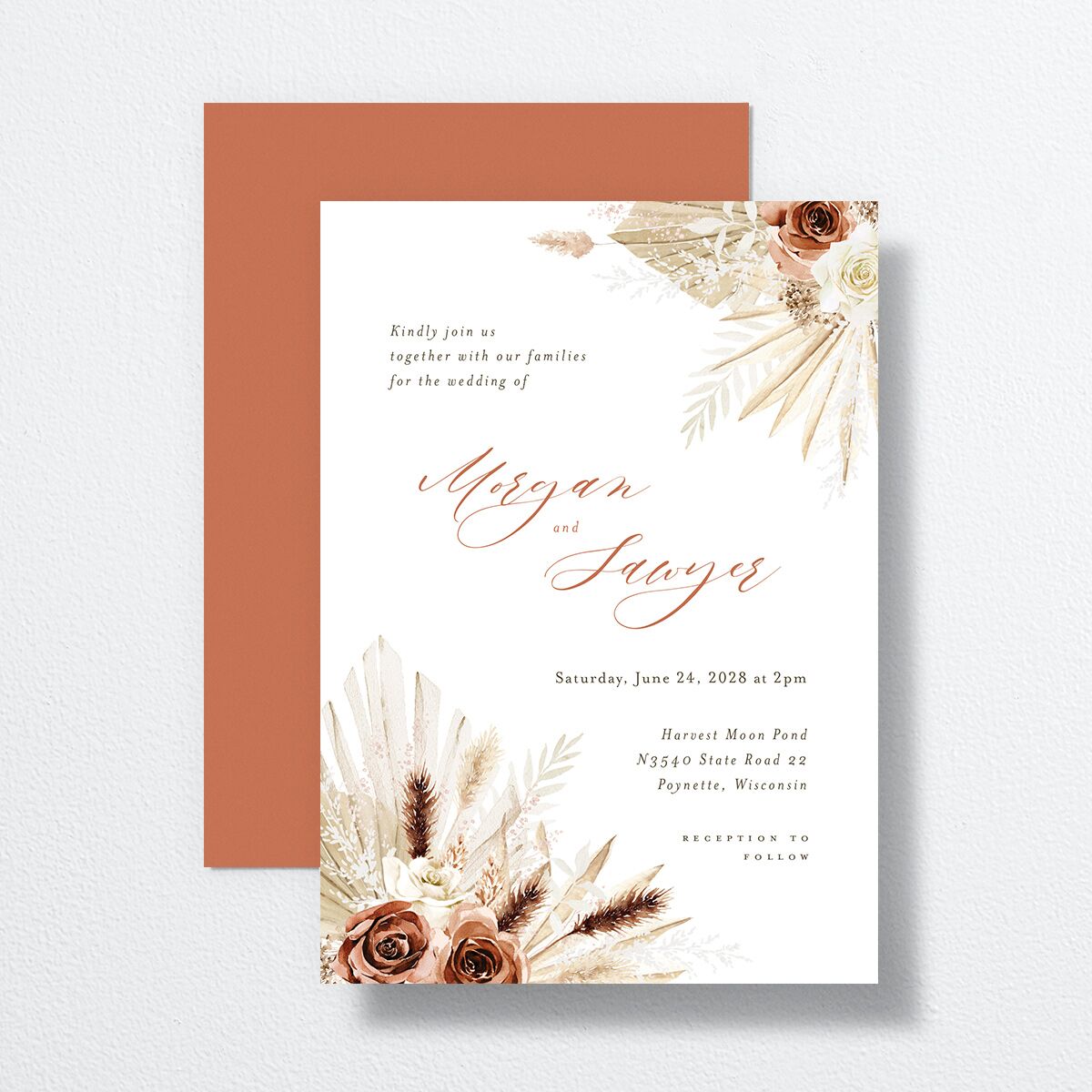 Western Floral Wedding Invitations Terracotta Signature No
