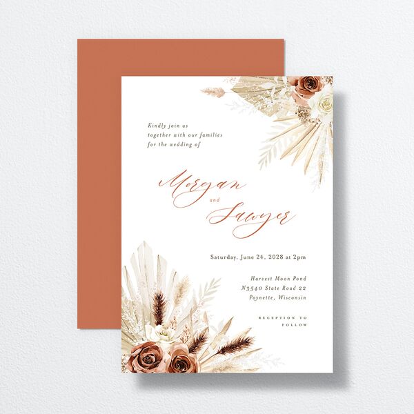 Western Floral Wedding Invitations Terracotta Signature No