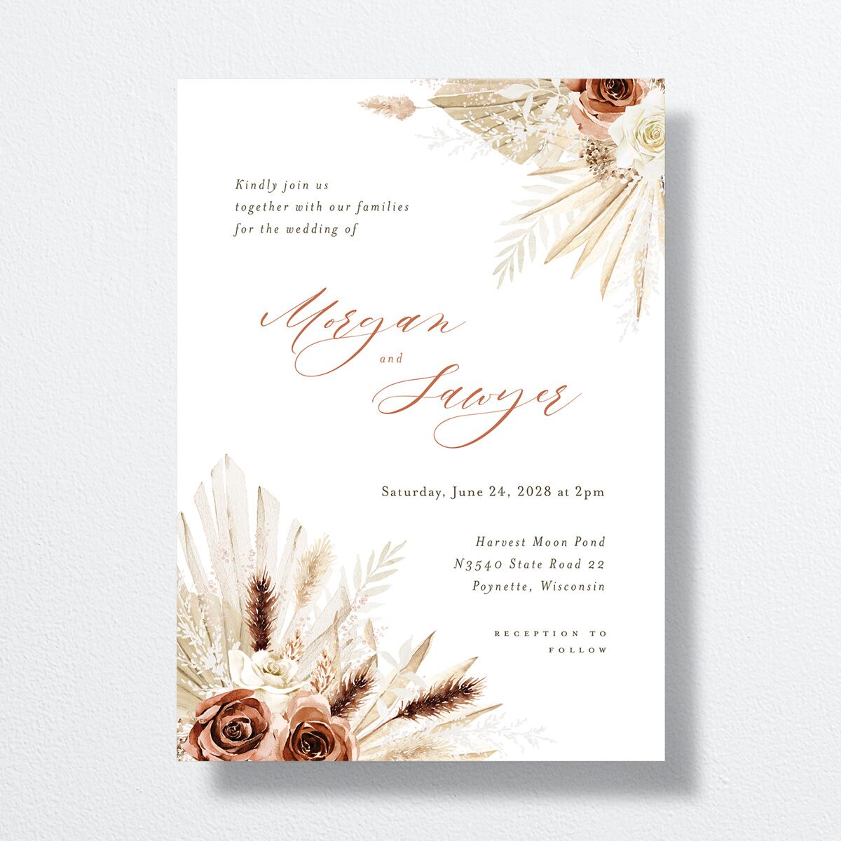 Western Floral Wedding Invitations Terracotta Signature No