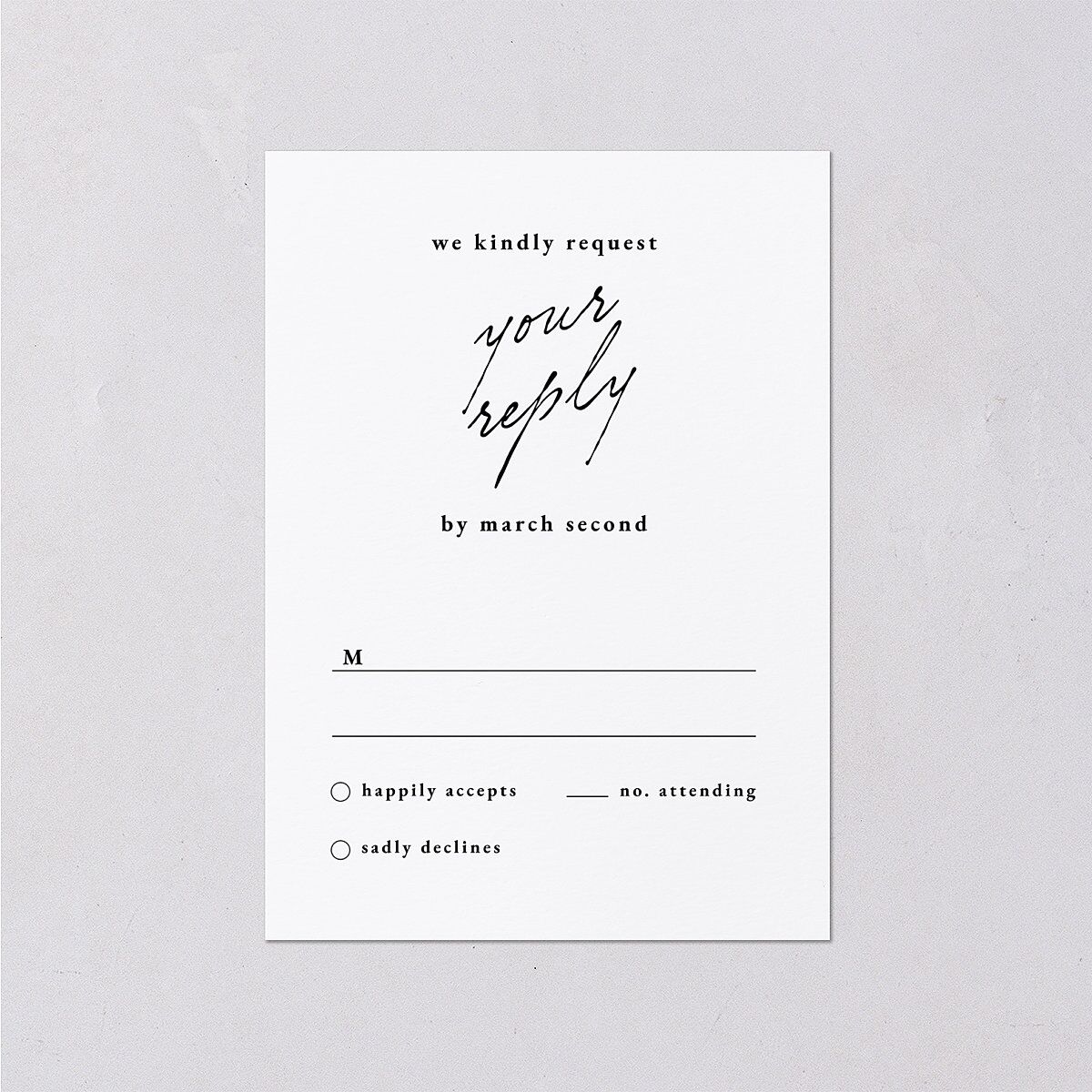 Scripted Announcement Wedding Response Cards Licorice Signature Standard