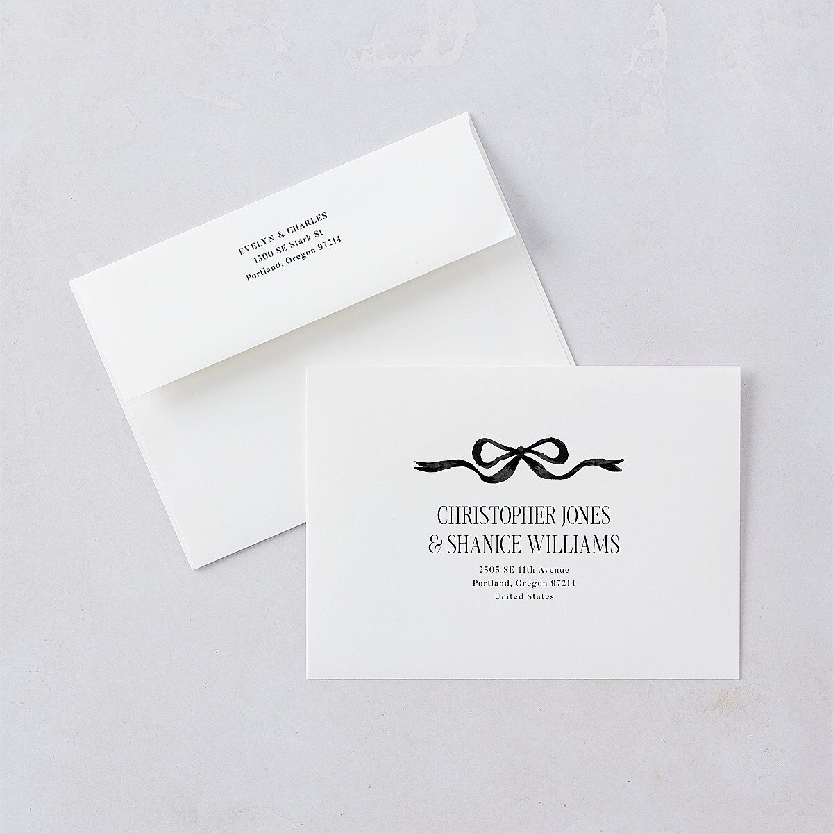 Whimsical Hand Drawn Bow Save the Date Cards Linen Signature smooth Blank No Standard