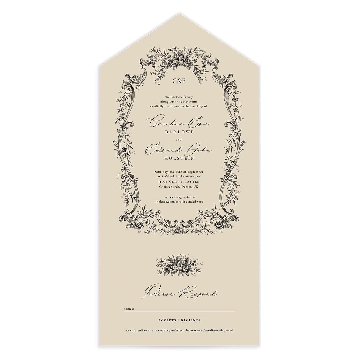 Antique Victorian All-in-One Wedding Invitations