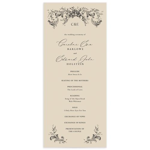 Antique Victorian Wedding Programs Sand Signature
