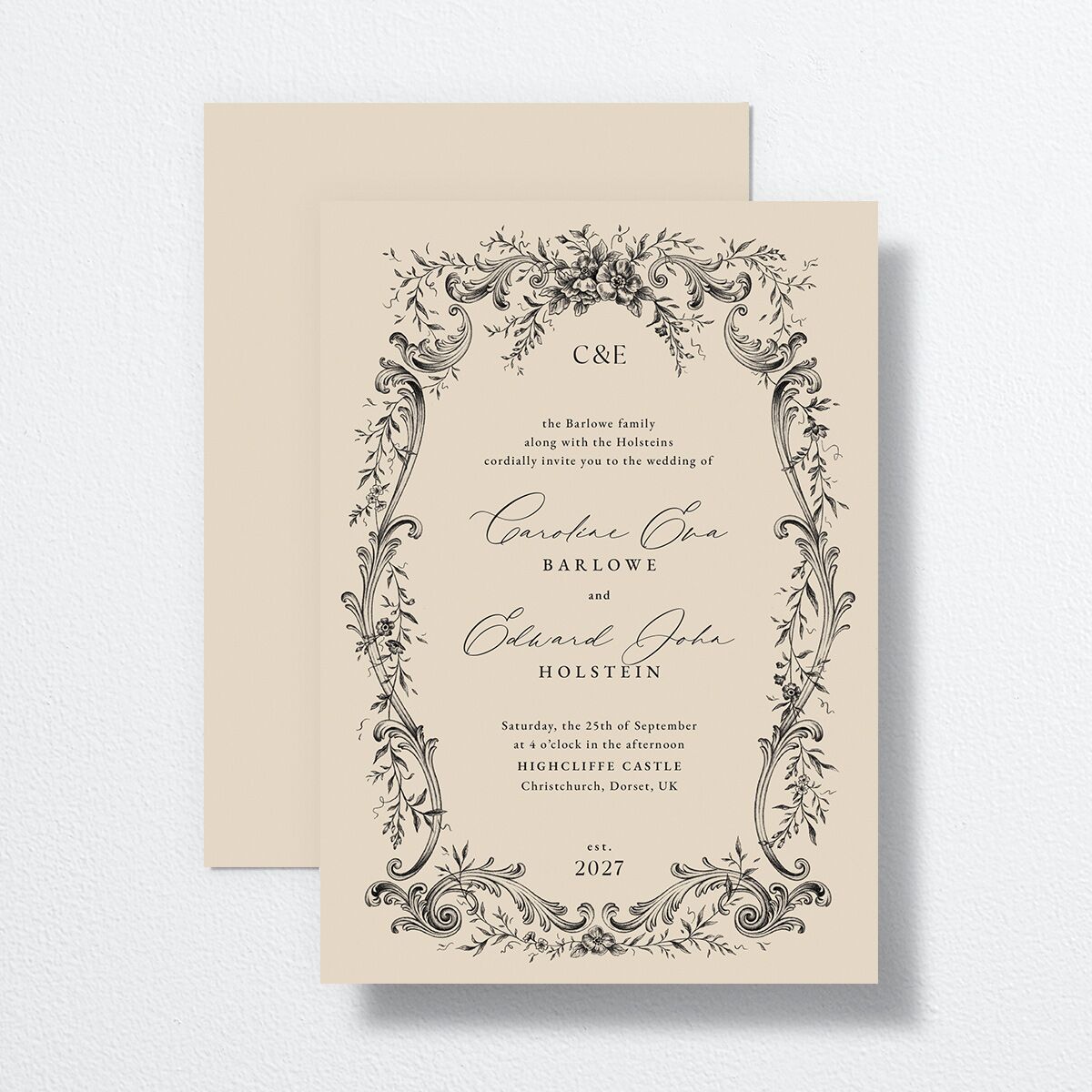 Antique Victorian Wedding Invitations Sand Signature No Standard