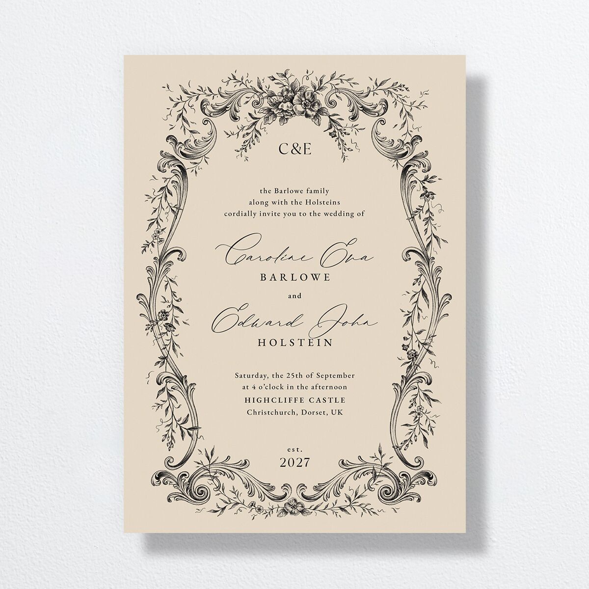 Antique Victorian Wedding Invitations Sand Signature No Standard