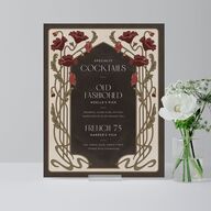 Vintage Nouveau Floral Standard Bar Tabletop Sign Small Merlot Standard Indoor Foam Core S Tabletop Bar