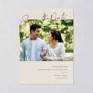 Simple Script Save The Date Cards Vintage Pink Signature smooth Blank No