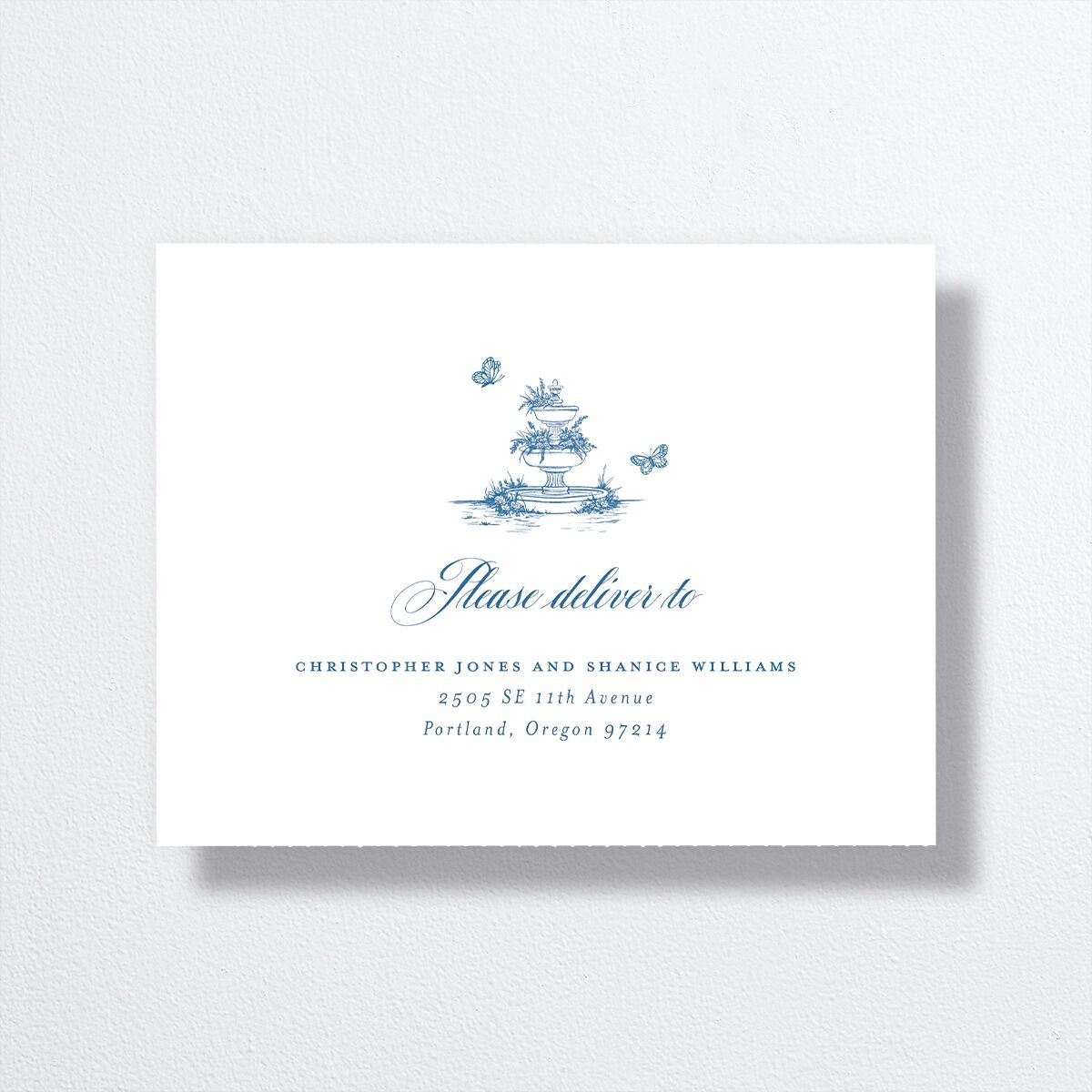 Elegant Antique Toile Frame All-in-One Wedding Invitations by Bridgerton Cruise Signature Light Both Recipient and Return Addresses No