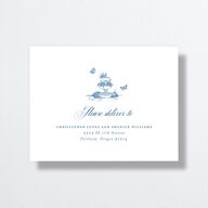 Elegant Antique Toile Frame All-in-One Wedding Invitations by Bridgerton Cruise Signature Light Both Recipient and Return Addresses No