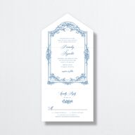 Elegant Antique Toile Frame All-in-One Wedding Invitations by Bridgerton Cruise Signature Light Both Recipient and Return Addresses No