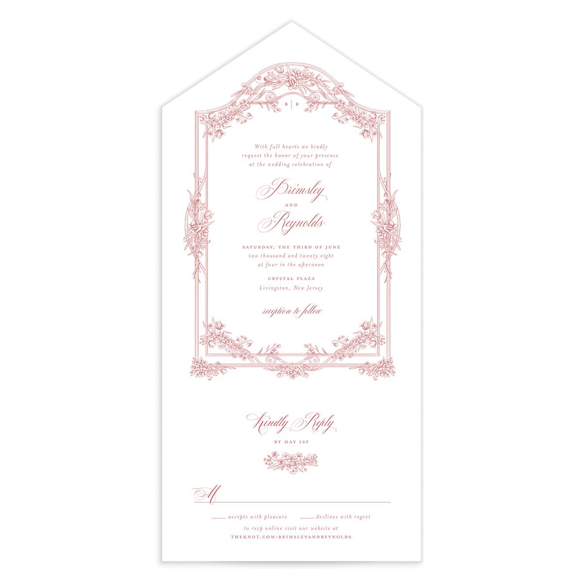 Elegant Antique Toile Frame All-in-One Wedding Invitations by Bridgerton
