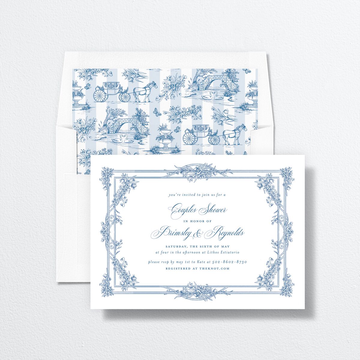 Elegant Antique Toile Frame Bridal Shower Invitations by Bridgerton Cruise Signature Standard