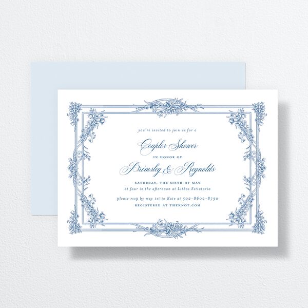 Elegant Antique Toile Frame Bridal Shower Invitations by Bridgerton Cruise Signature Standard