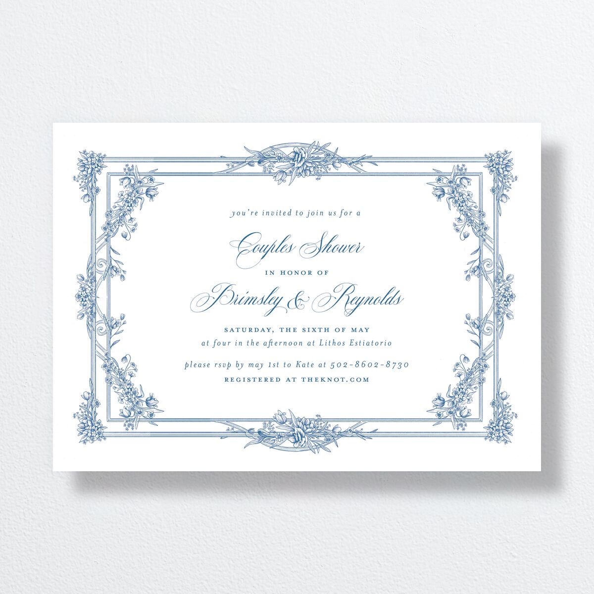 Elegant Antique Toile Frame Bridal Shower Invitations by Bridgerton Cruise Signature Standard
