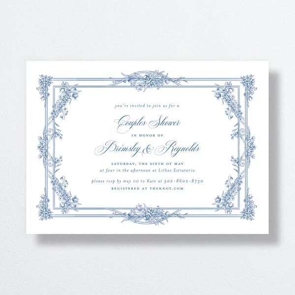 Elegant Antique Toile Frame Bridal Shower Invitations by Bridgerton Cruise Signature Standard