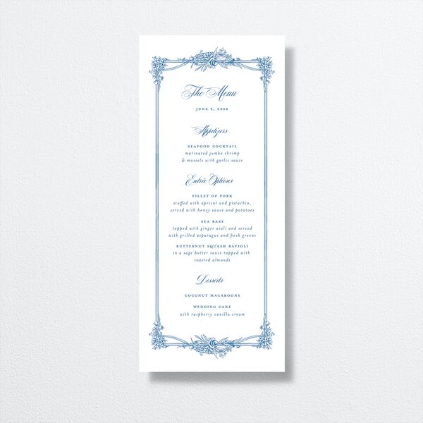 Elegant Antique Toile Frame Menus by Bridgerton Cruise Signature