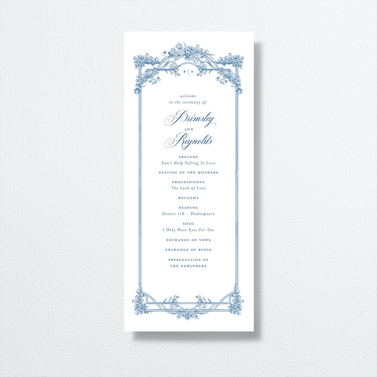 Elegant Antique Toile Frame Wedding Programs by Bridgerton Cruise Signature