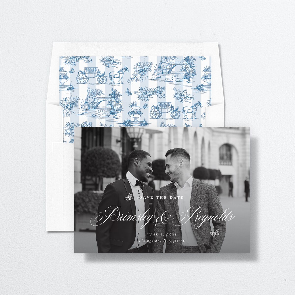 Elegant Antique Toile Frame Save the Date Cards by Bridgerton Cruise Signature smooth No Standard