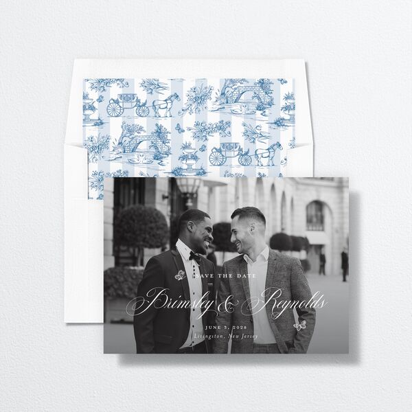Elegant Antique Toile Frame Save the Date Cards by Bridgerton Cruise Signature smooth No Standard